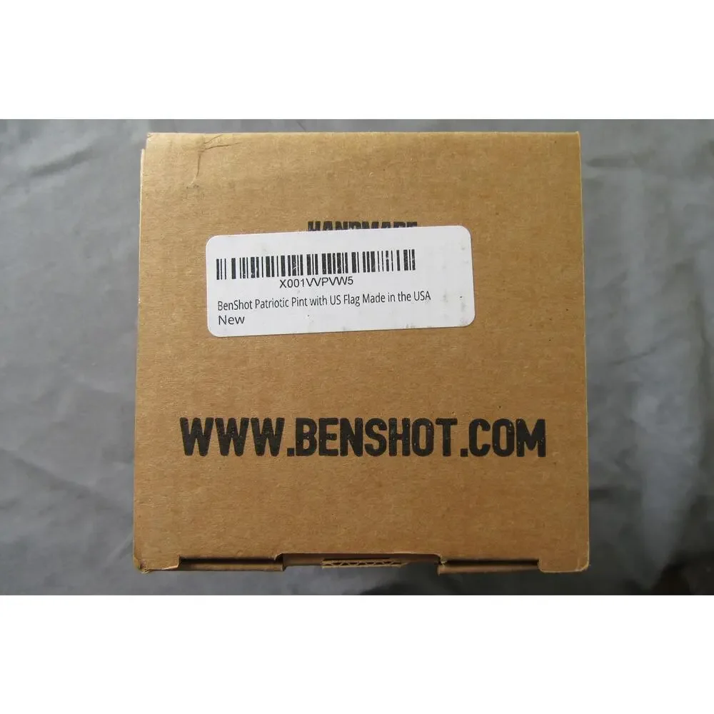 BenShot Original Pint Glass Real .50 BMG Bullet US Flag 16oz NEW in Box Made USA